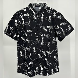 SSLR Skeleton Shirt Button Up Short Sleeve Causal Lightweight
